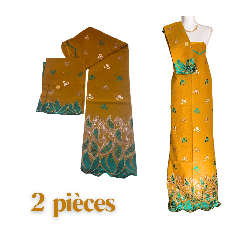 Tenue Brodée Salouva 2 Pièces - Style Mayotte/Comores, Taille Unique, Multicolore, Neuf Sans étiquette